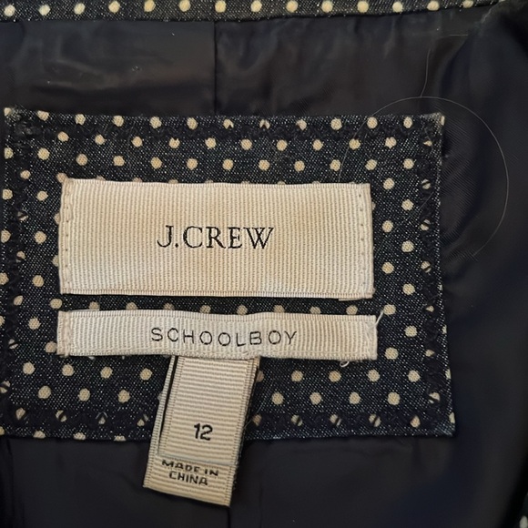 J. Crew Schoolboy cotton navy dotted women’s blazer size 12, polka dot - Picture 3 of 8